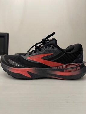 BROOKS ADRENALINE GTS 24 BLACK EBONY & HOT CORAL RUNNING SNEAKERS WOMENS SIZE 8